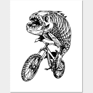 SEEMBO Piranha Cycling Bicycle Cyclist Biker Biking Fun Bike Posters and Art